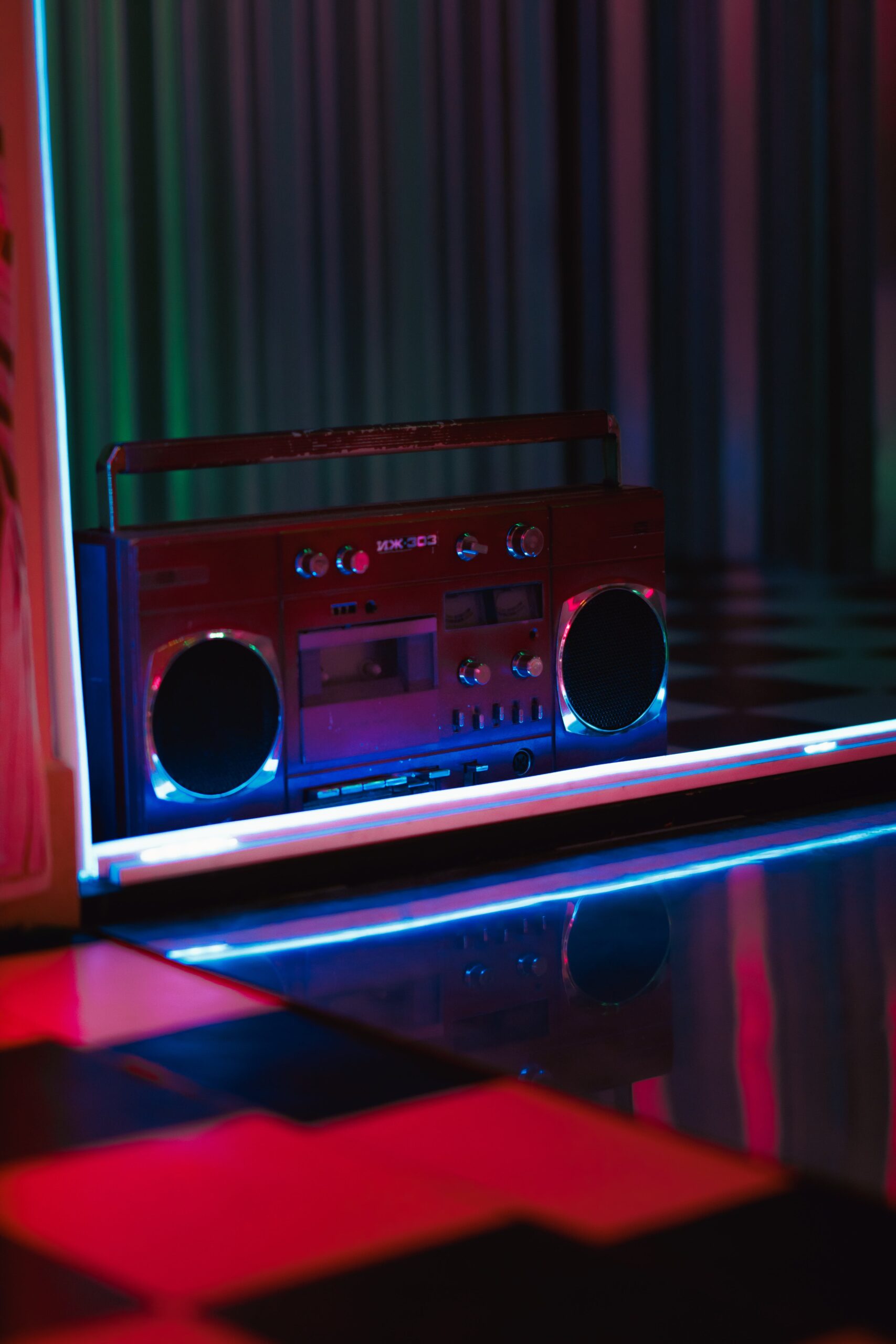 radio in colorful lights