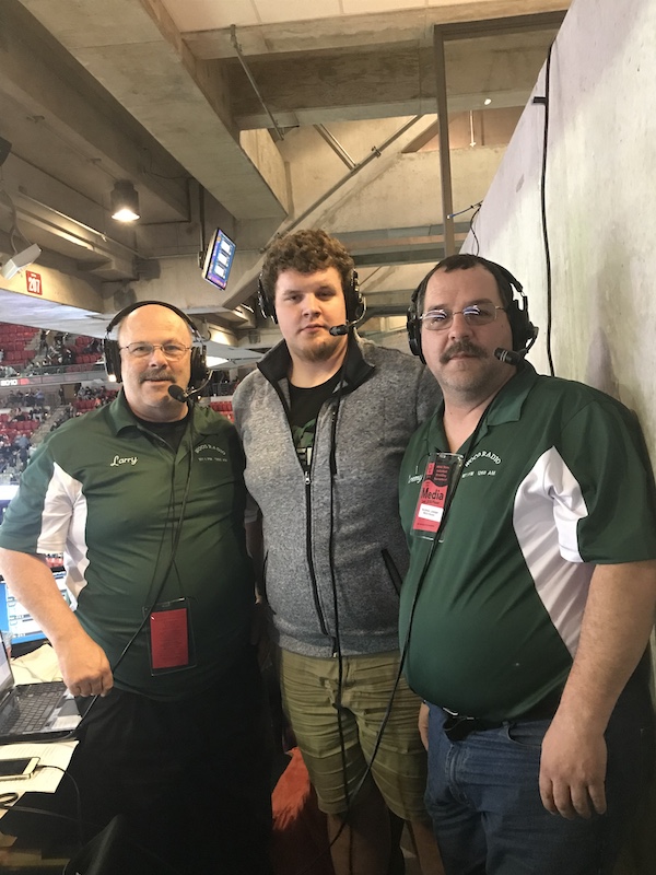 Larry Walters (left) at the WIAA State individual wrestling tournament with Jeremy Salewski (right) and State champion Donovan Salewski (center)